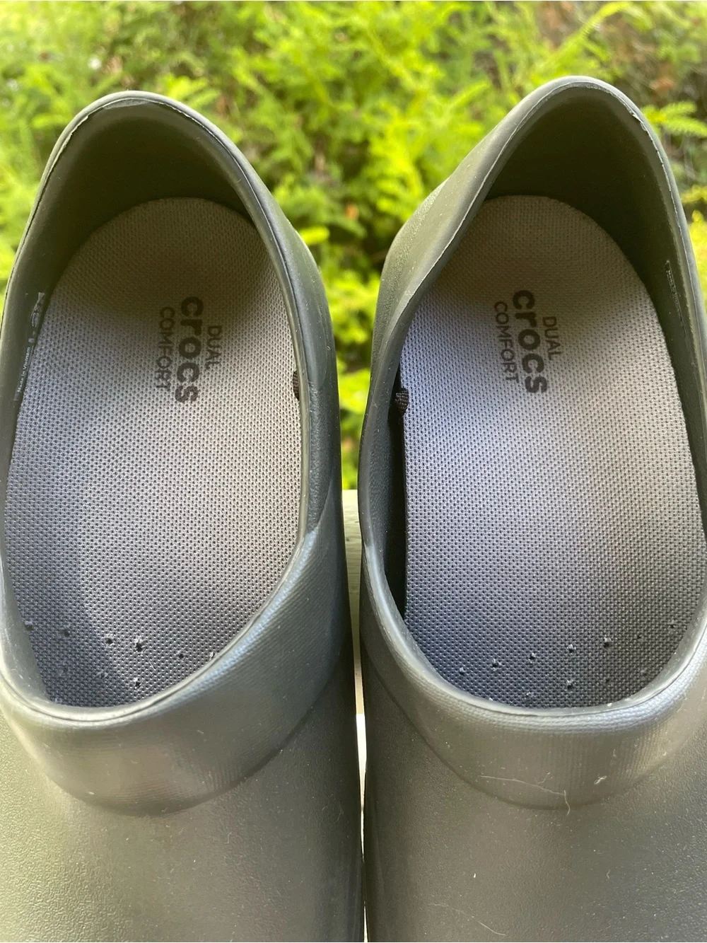 NEVER WORN** SIZE 8 WOMANS  Black Slip-On Shoes - Comfort Clogs BY CROCS